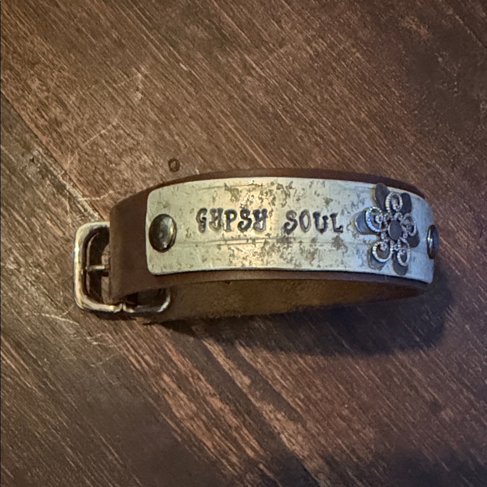 Brown Leather Bracelet with Silver Plate